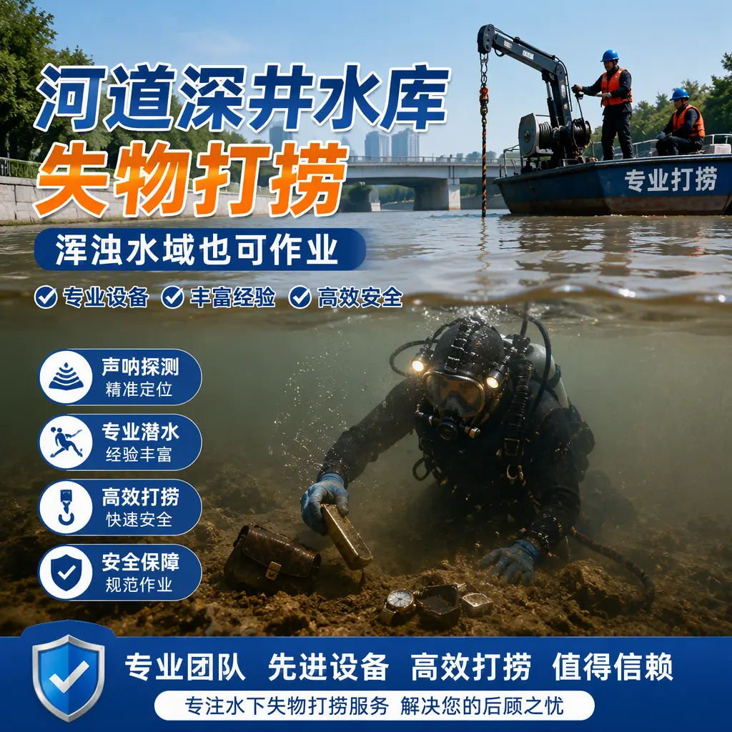 河道深井水库失物打捞，浑浊水域也可作业措美